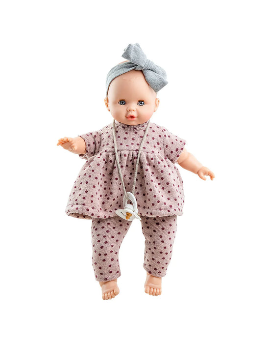 Sonia Soft Body Doll with Pacifier  - Polka Dot Dress - Paola Reina