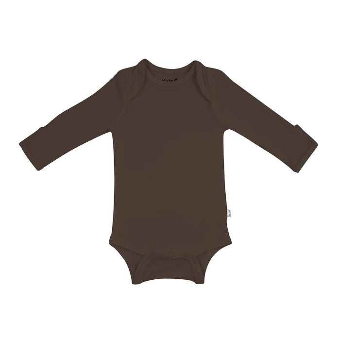 caption-Espresso Kyte Baby Bamboo Bodysuit with Long Sleeves