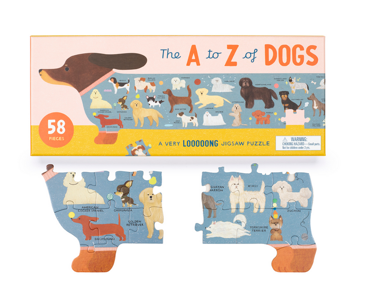 The A to Z of Dogs - A Dog Shaped 58-Piece Puzzle