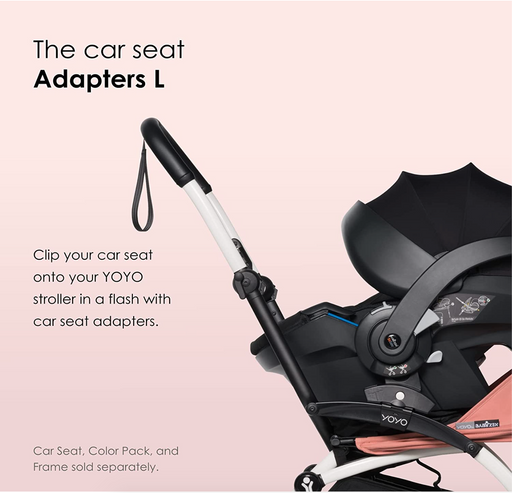image of the adapters in use on the stroller frame with a car seat