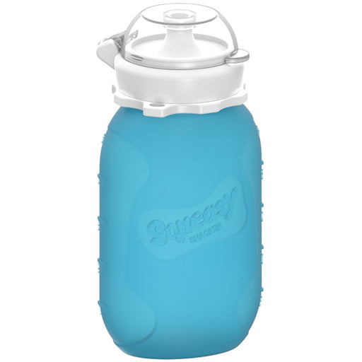 caption-Clear Blue Reusable Silicone Food Pouch