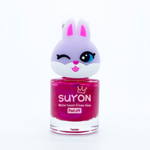 caption-Suyon Peel-off Pink Nail Polish with Bunny Ring
