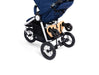 Bumbleride Stroller with Mini Board folded away up from the ground (convenient when not in use)