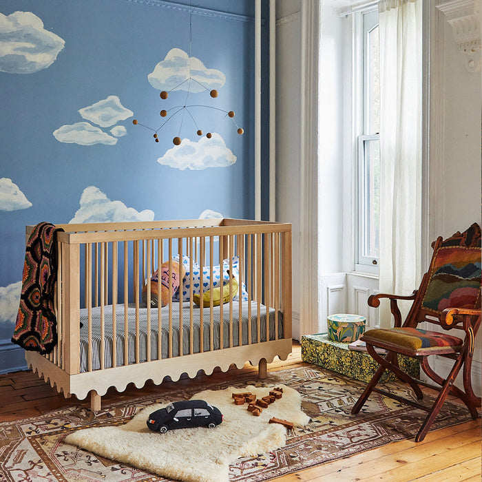 Modern Nursery with Maximalist Design and Oeuf Wooden Crib
