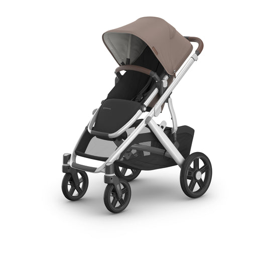 Brown Theo UPPAbaby Vista V3 Stroller with Silver Frame on white background