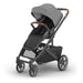 UPPAbaby Cruz V3 Stroller grey stroller with brown leather handlebar on a white background