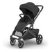 UPPAbaby Cruz V3 Stroller in Jake black with black leather handlebar on a white background