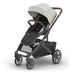 UPPAbaby Cruz V3 Stroller with a gray canopy and black seat on a white background