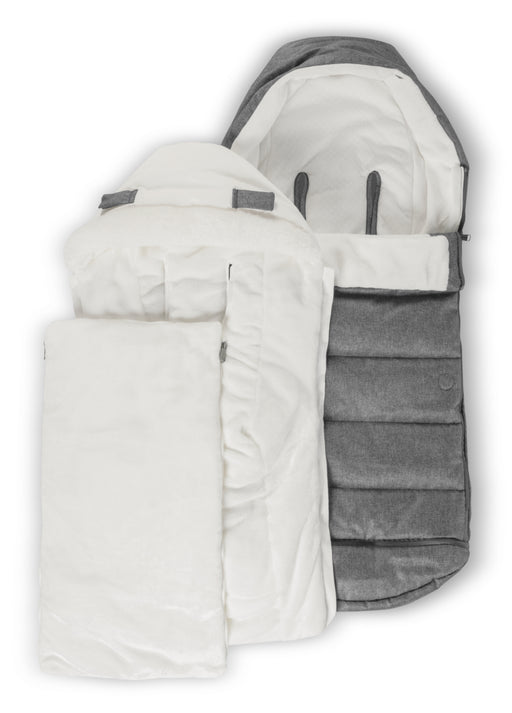 Gray and white stroller ganoosh layers with soft texture on a white background