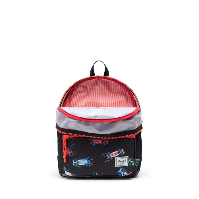 Backpack with car pattern on a white background