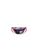 Fanny pack with floral pattern and pink straps on a white background