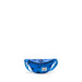 Blue fanny pack with a brand logo on a white background