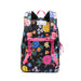 Floral-patterned backpack with pink straps on a white background