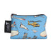 Pouch with aviation-themed design featuring a Colibri Canada tag on a white background