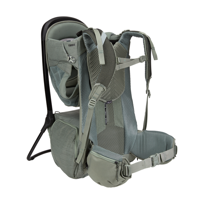 Gray child carrier backpack on a white background