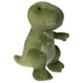Green dinosaur plush toy on a white background