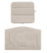Two beige quilted pillows on a white background