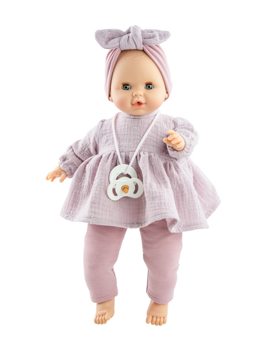 Sonia Soft Body Doll with Pacifier  - Antique Pink Dress - Paola Reina