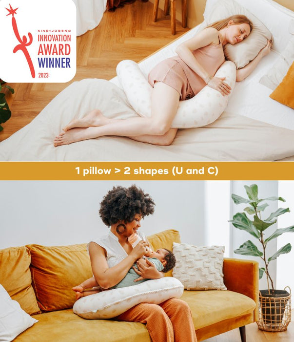 caption-Two Shapes from one Maternity Pillow - for use during pregnancy and after