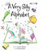 Children's book cover of 'A Very Silly Alphabet' with colorful illustrations and a open book.