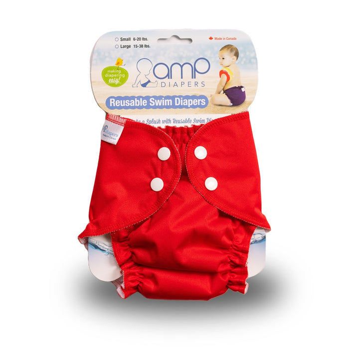 caption-Red Swim Diaper by AMP Diapers