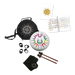 Tone block set with drumsticks, carrying case, and educational materials on a white background