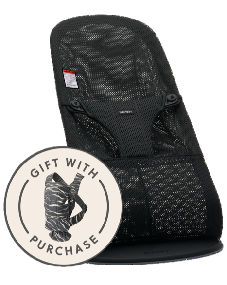 Black Mini baby carrier with a 'Gift with Purchase' badge featuring an illustration on a white background.