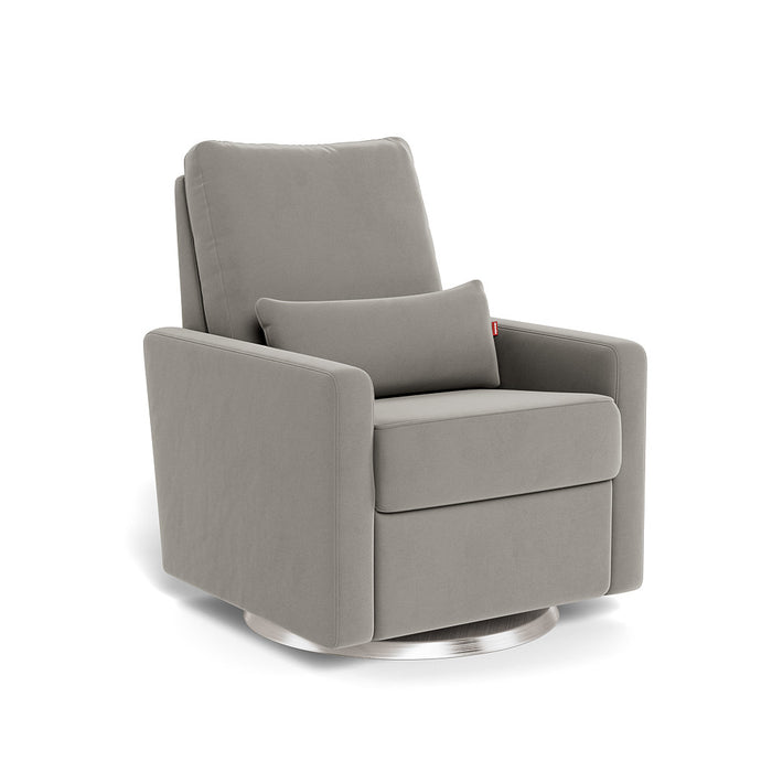 caption-Matera in Mineral Grey Velvet with Brushed Steel Swivel