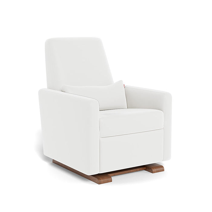 White armchair with wooden legs on a white background