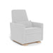 Gray armchair with wooden legs on a white background