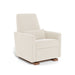 Beige armchair with wooden legs on a white background