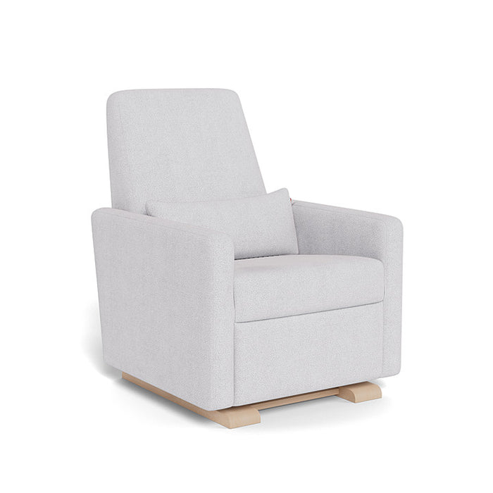 Gray armchair with wooden legs on a white background