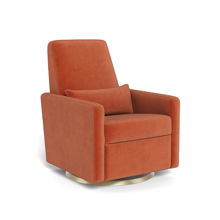 Orange armchair with a gold base on a white background