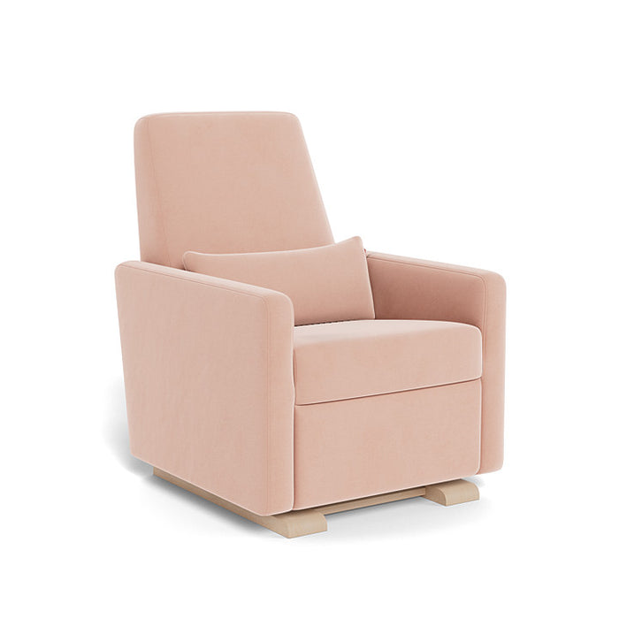 Pink armchair with a pillow on a white background