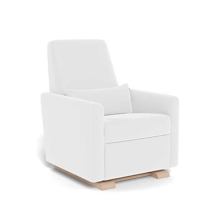 White armchair with wooden legs on a white background