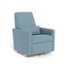 Blue armchair with gold base on a white background