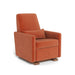 Orange armchair with wooden legs on a white background