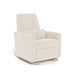 Beige armchair with wooden legs on a white background