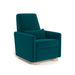 Teal armchair with wooden legs on a white background