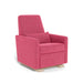 Pink armchair with wooden legs on a white background