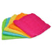 caption- Five brightly toned muslin washcloths