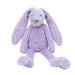 Purple plush bunny toy on a white background