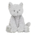 Plush gray cat toy on a white background