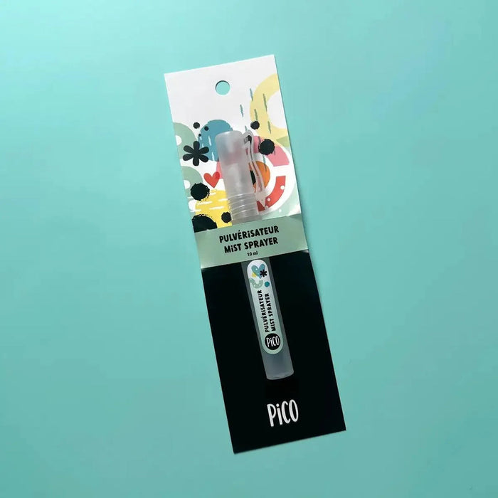 PICO mist sprayer with packaging on a teal background