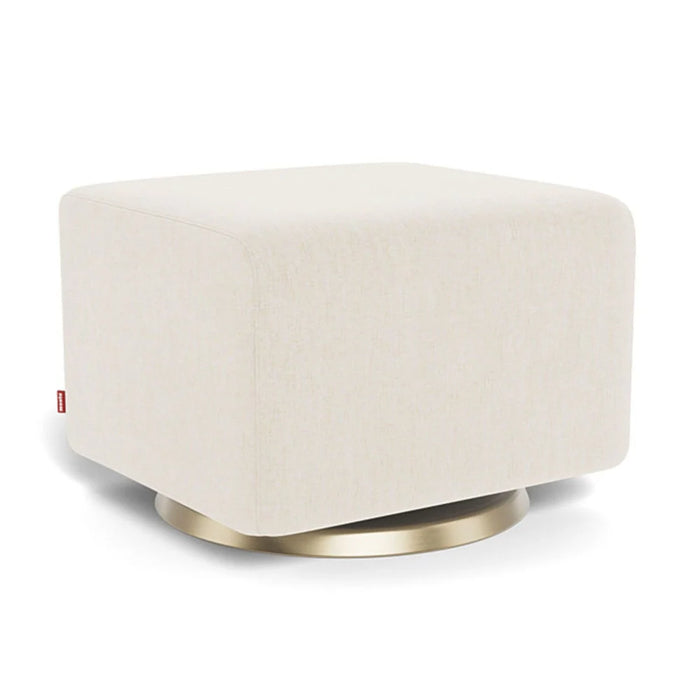 Beige ottoman with gold base on a white background