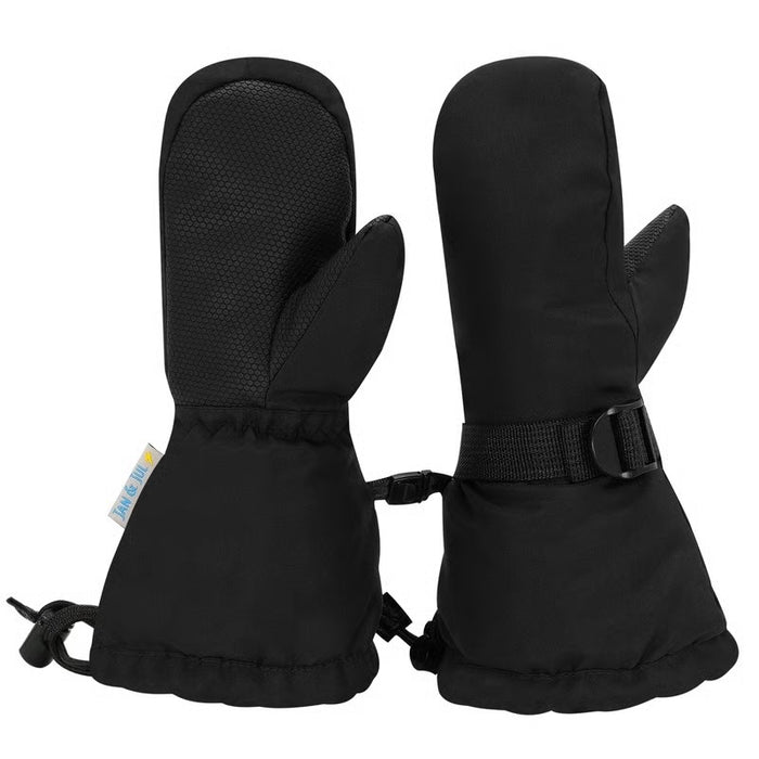 Pair of black mittens on a white background