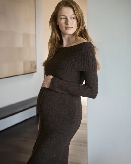 Tyla Off Shoulder Knit Maternity Dress