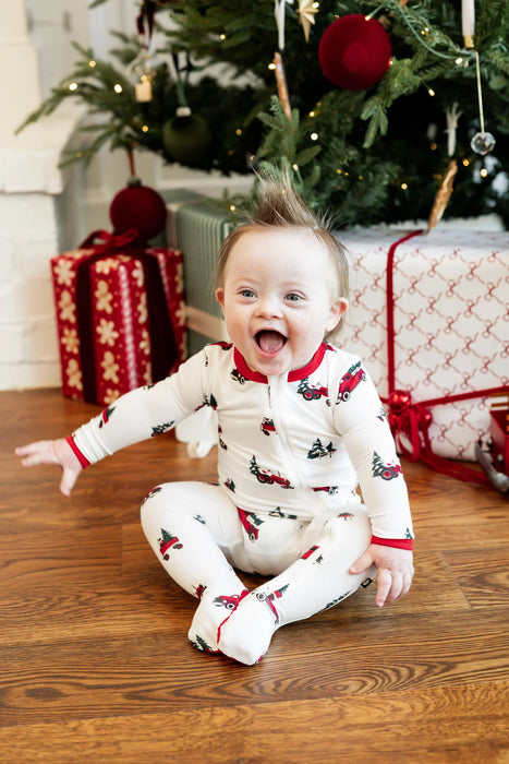 Kyte Baby Zippered Footie (1911) - Holiday Tree Farm