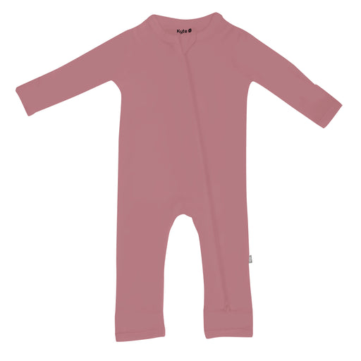 caption-Dusty Rose Zippered Romper - Kyte Baby Fall 2023