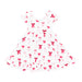 White bamboo children's dress with red bow pattern on a white background